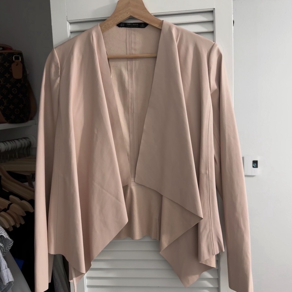 Zara Draped Waterfall Blazer | Blush Pink | NWOT | Size XS